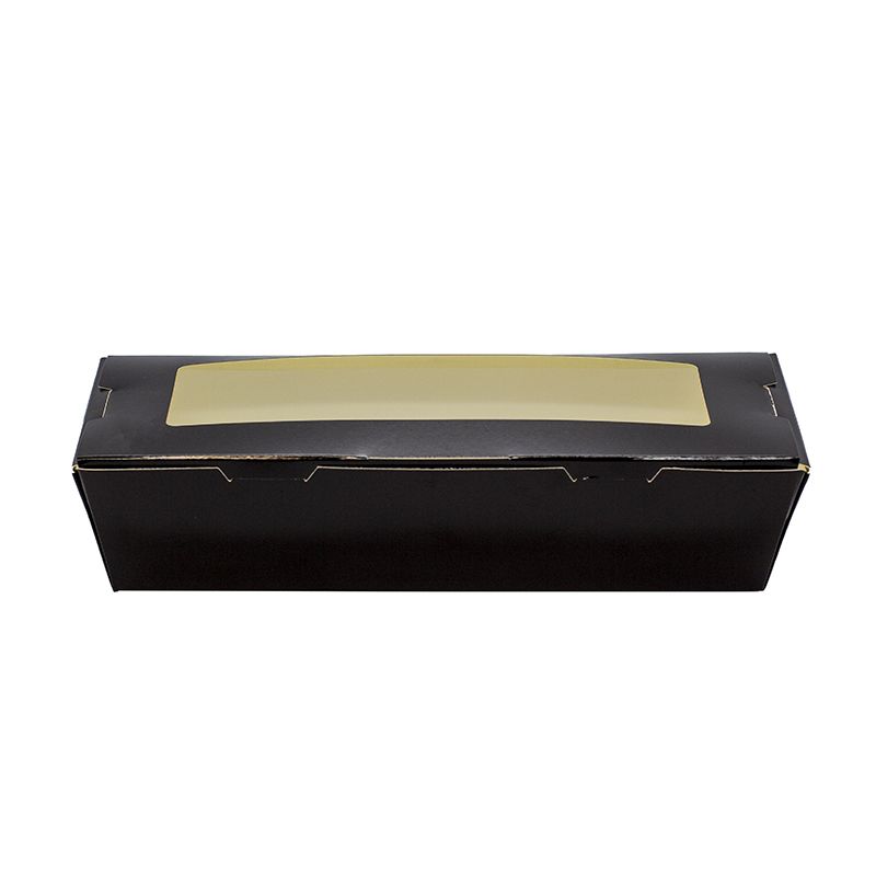 BOX SUSHI Papier čierne PLA okno LONG 205x90x45 mm