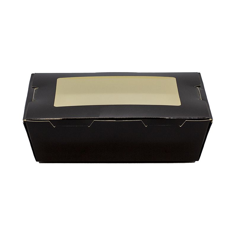 BOX SUSHI Papier čierne -PLA okno - size M - 165x115x45 mm