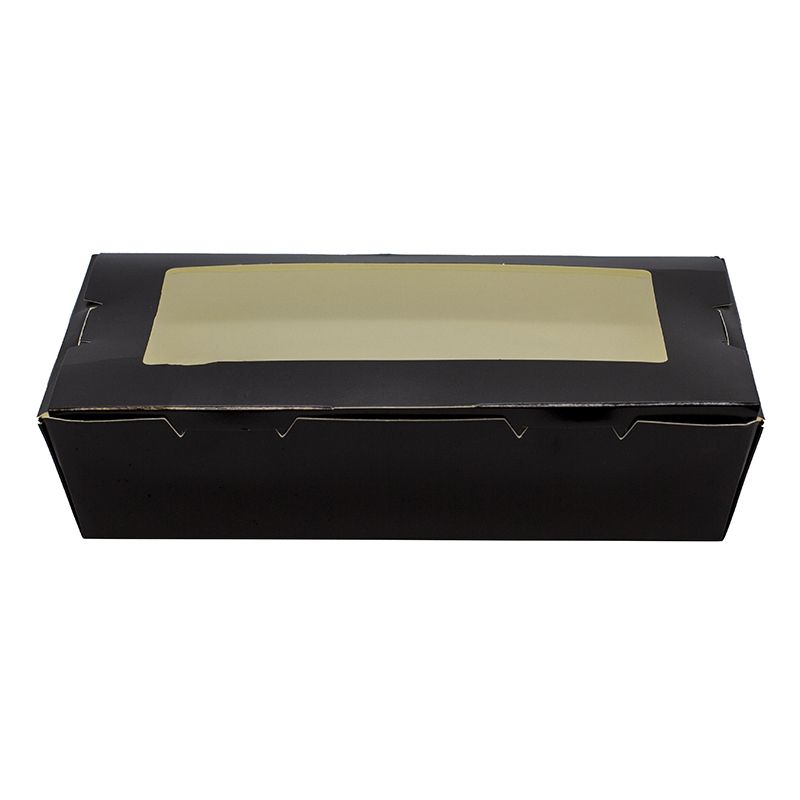BOX SUSHI Papier čierne -PLA okno - size XL - 215x135x45 mm