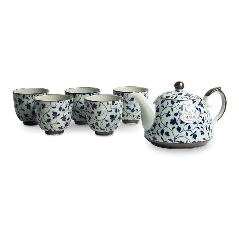 Japonská čajová súprava Flower pattern blue 6040799