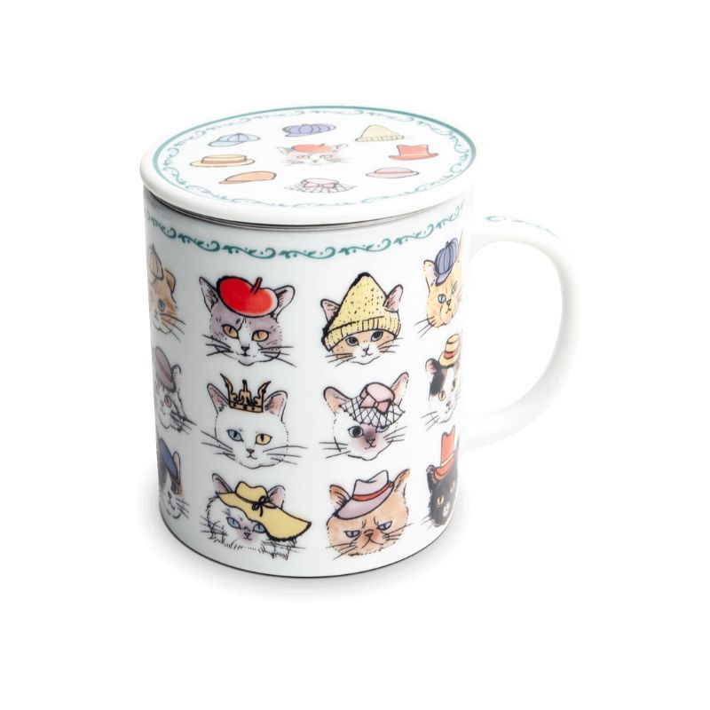 Hrnček na čaj s filtrom Mačky s klobúkom Ø8 cm | H9 cm 6040792