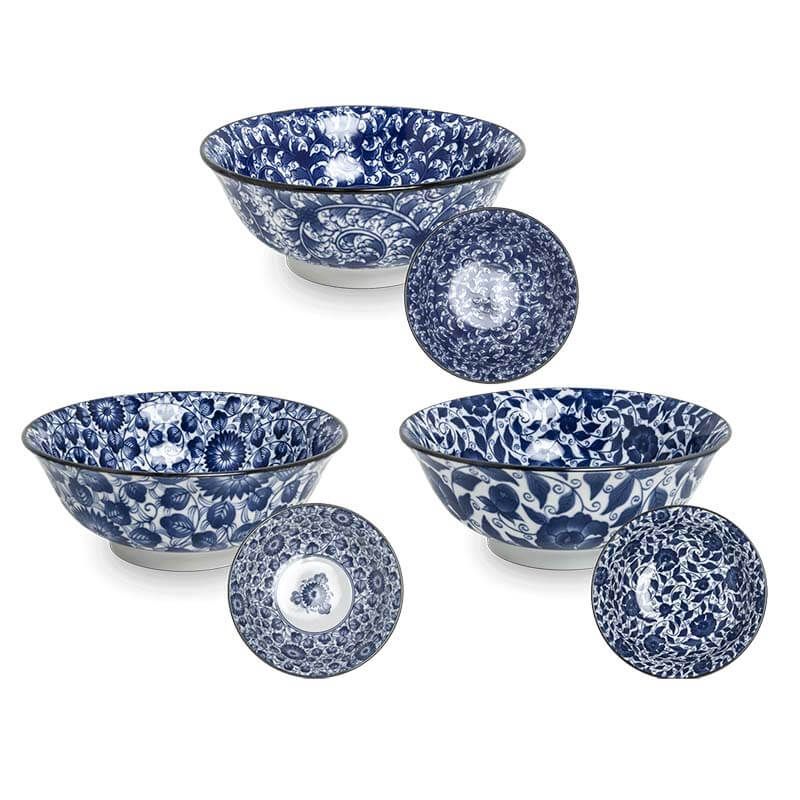 Japonská Miska Modrý vzor, mix 3 | Ø21 cm | H8 cm 6040054