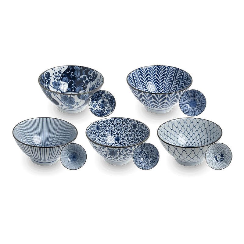 Japonská miska modrý vzor, mix 5 | Ø18 cm | H9 cm 6040021