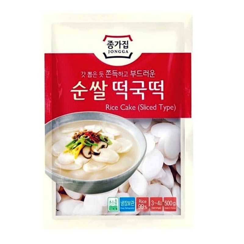 Kórejské ryžové koláčiky plátkyTteokbokki Topokki JONGGA 500g