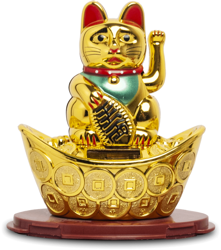 Mačka Šťastia - Maneki Neko - Solár Gold 12×8 cm | H14,5 cm 6095110