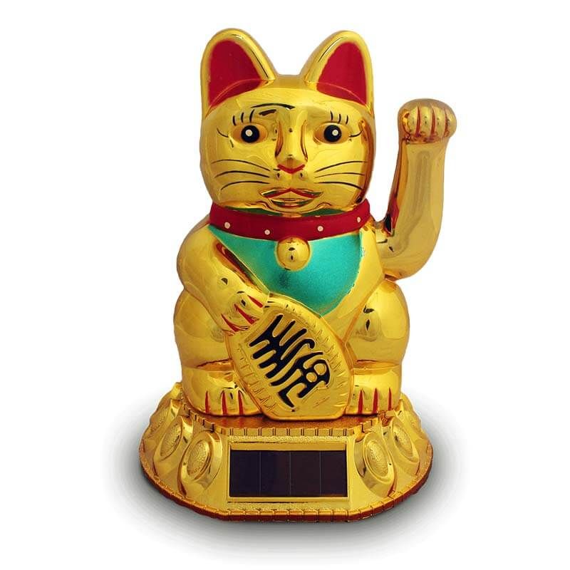 Mačka Šťastia - Maneki Neko - Solár Gold Ø15 cm | H20 cm
