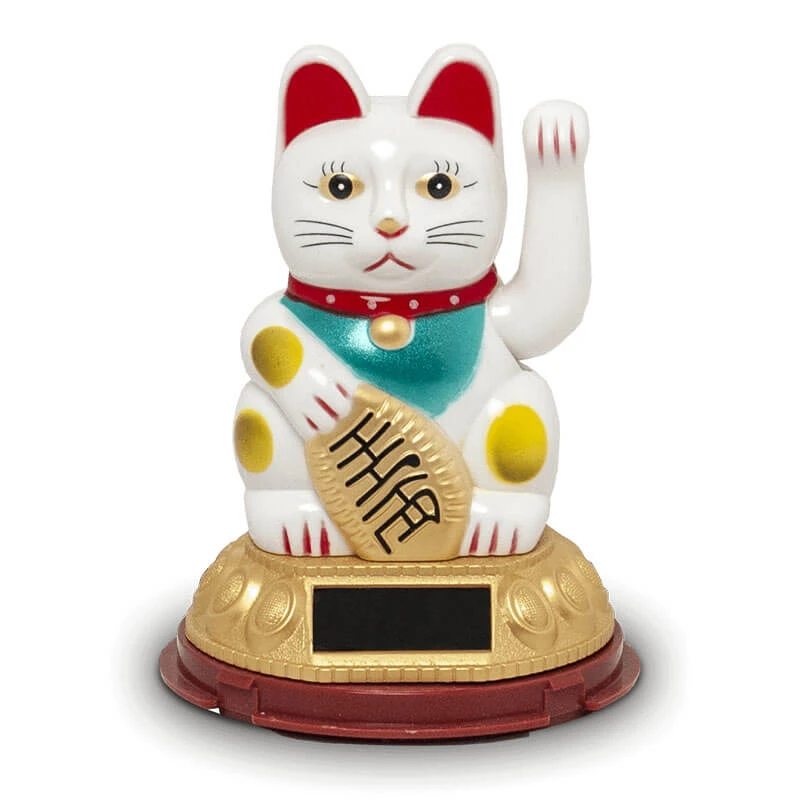 Mačka Šťastia - Maneki Neko - Solár White Ø8 cm | H12 cm