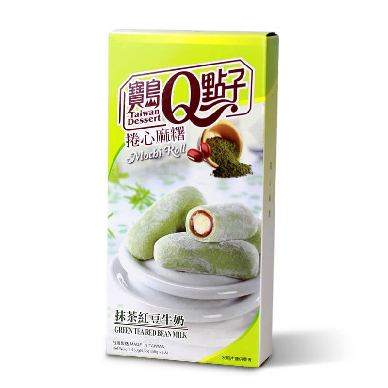 Mochi rolky zelený čaj červená fazuľa Q Brand 150g